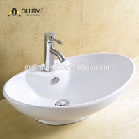 Factory direct selling soild surface bathroom sink vessel shape china sanitary ware ceramic Art Basin / Bathroom Wash Basin