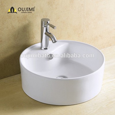 Sanitary ware counter top vanity 46cm round ceramic hand wash art basin for bathroom